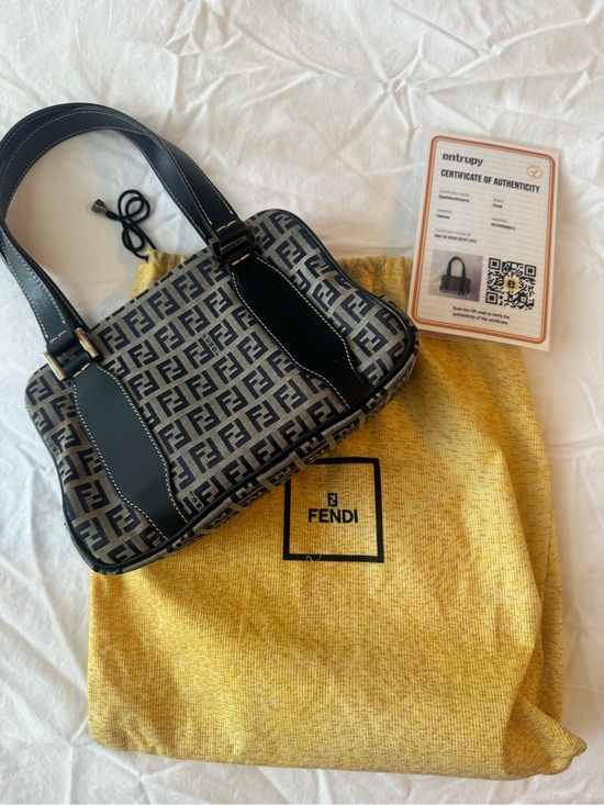 Fendi Handbags - Fendi Black & Gray Zucca Shoulder Bag